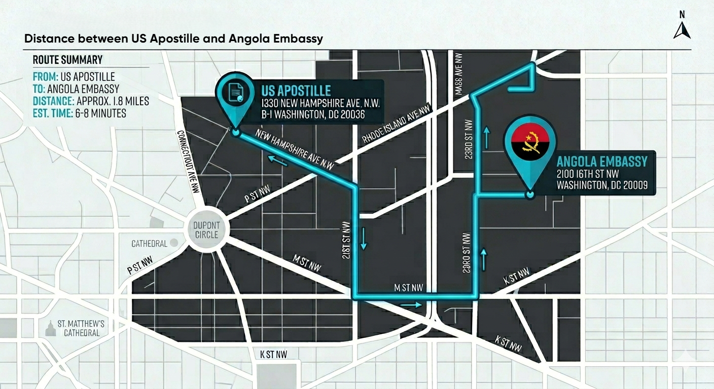 Map of Angola Embassy Legalization & Authentication Services